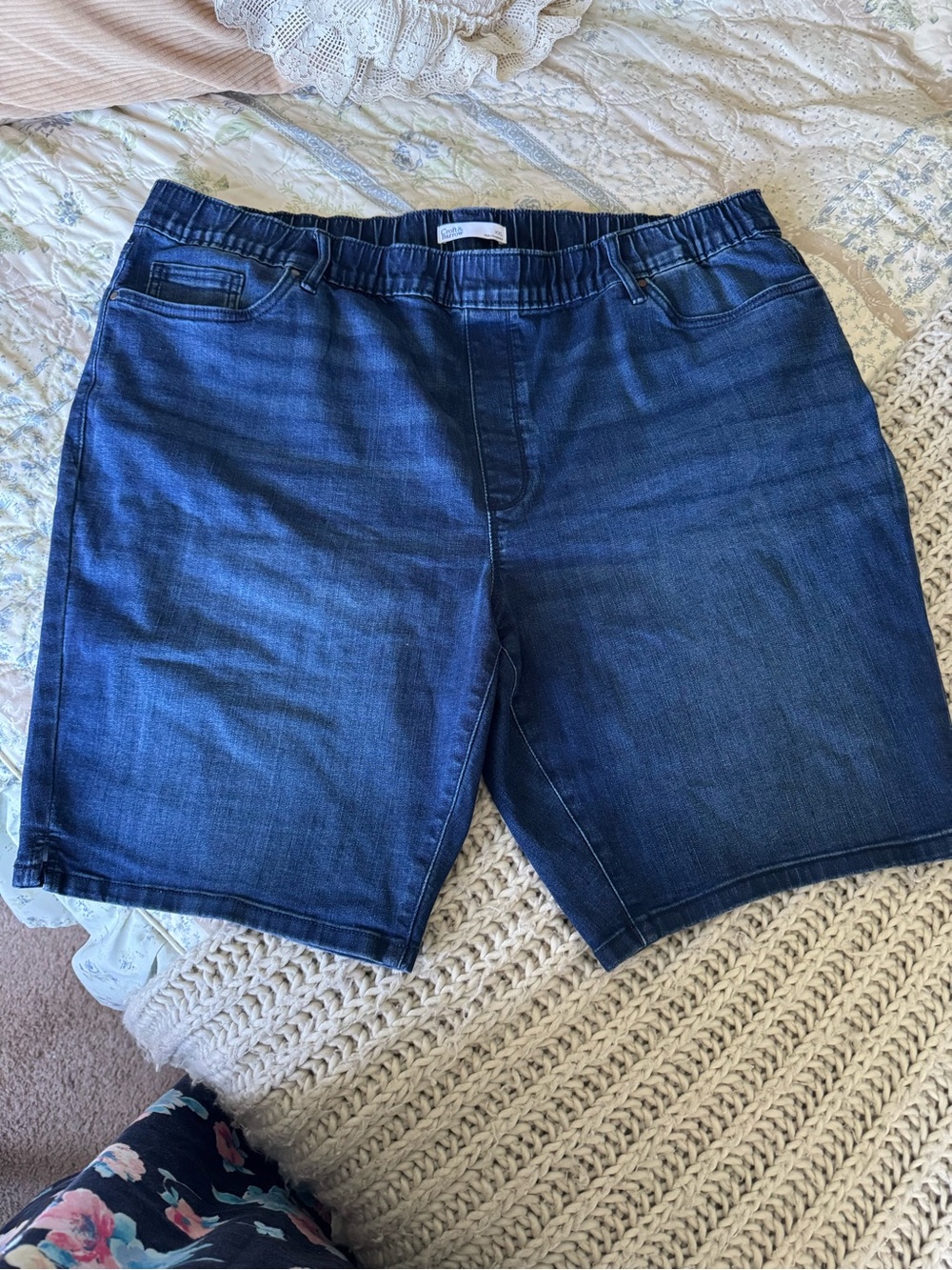 croft & barrow Navy Blue Elastic Waist Denim Shorts